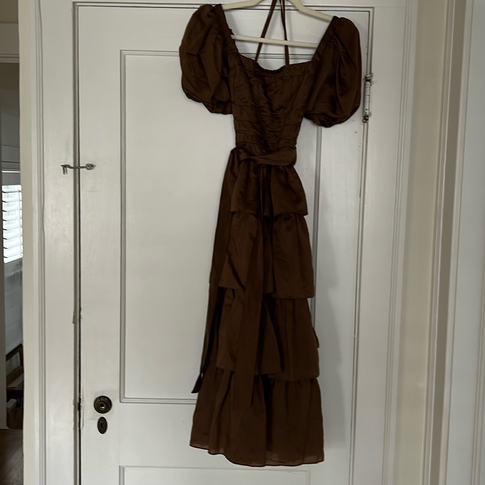 Antonio Melanie Brown Puff Sleeve Dress